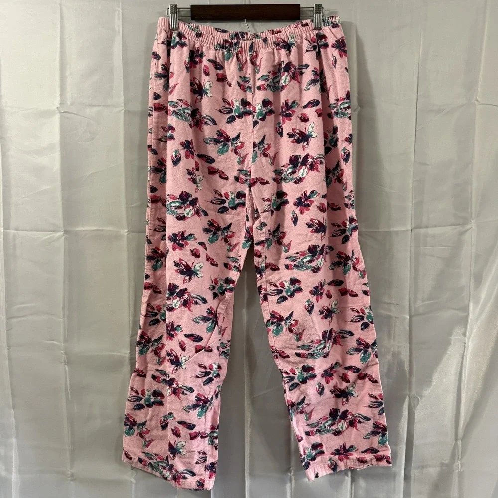 Vtg Womens L Pajama Set Flannel Pink K Kmart Warm Grannycore Modest Cottagecore